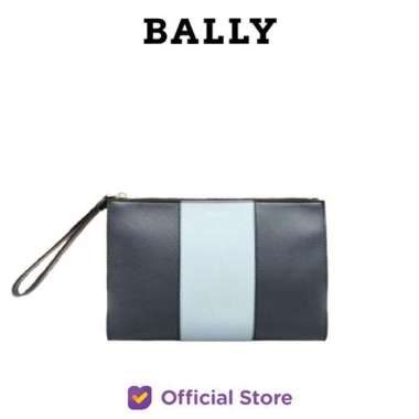 BALLY Haig Leather Clutch - Black/Blue