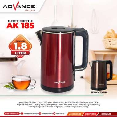 Teko Listrik / Pemanas Air / Kettle Elektrik Advance 185 1.8liter Merah