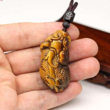 natural batu ukir Pixiu naga mata kucing natural tiger eye original liontin Pixiu