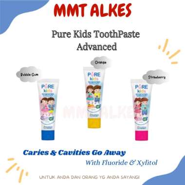 PURE KIDS Toothpaste Advanced Xylitol Flouride Pasta Gigi Anak, Rasa Strawberry