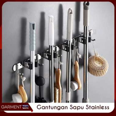 Gantungan Sapu Pengki Pel Tempel Dinding Praktis Rak Hook Slot Alat Kebersihan Dengan Pengait PACKIN