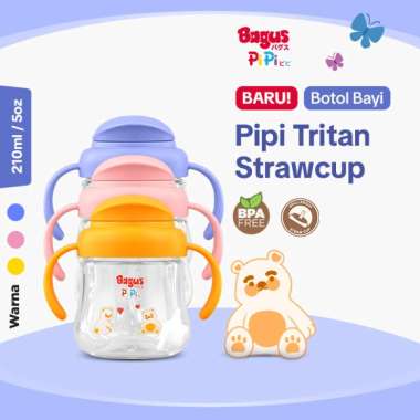 Bagus Pipi Tritan Strawcup 210 ml - Botol Minum Anak Orange