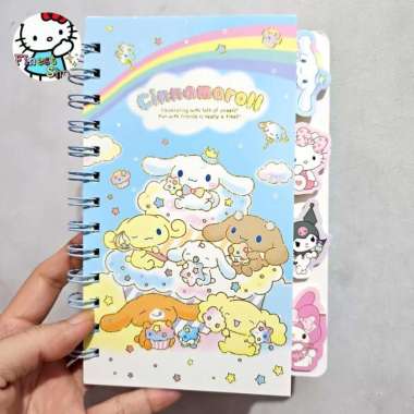 Buku Ring Spiral A5 Cinnamoroll Kuromi Pembatas Buku Notebook Sekolah Cinnamoroll