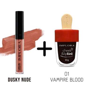 (LIKE STORE) Paket ombre VIRAL liptin vampir + lip cream implora dusky nude - MURAH