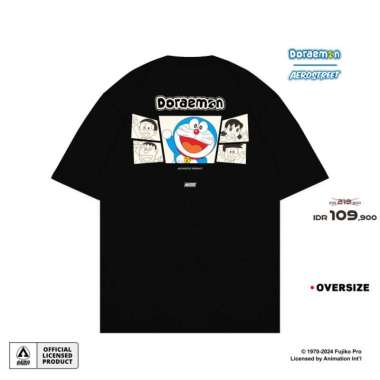 Aerostreet T Shirt Oversize Miracle of Doraemon Hitam Kaos FADAA S