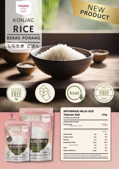 Yuuka Food Beras Konjac/ Rendah Kalori/ Rendah Gula/ Tahan Lapar 500gr