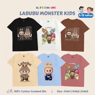 ELLIPSESINC Kaos Anak Laki Laki Perempuan Labubu Labubu Monster Collection KIDS1 Couple Hitam