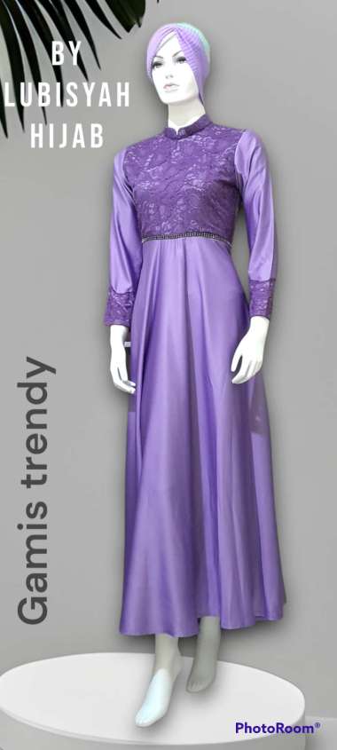 gaun muslimah mewah Gamis Ungu Mewah Gaun Malam Elegan Busana Islami Modis XXL