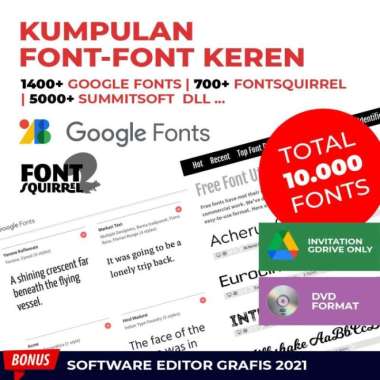 Paket font kumpulan font-font terbaik untuk print desain sosmed DVD