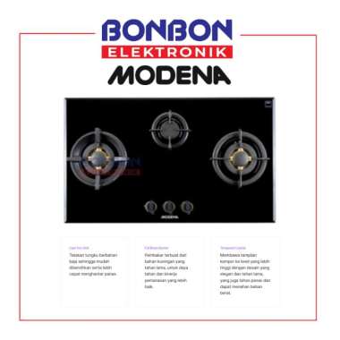 Modena Kompor Tanam Gas 3 Tungku BH 1935 LB / BH 1935LB / BH 1935 Gas Hob