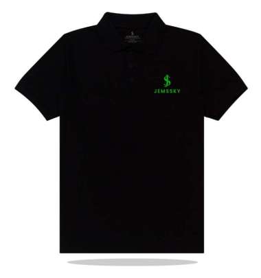 Jemssky Kaos Polo Shirt Pria Kerah Logo JS Jemssky Neon Quality Unisex Hitam M