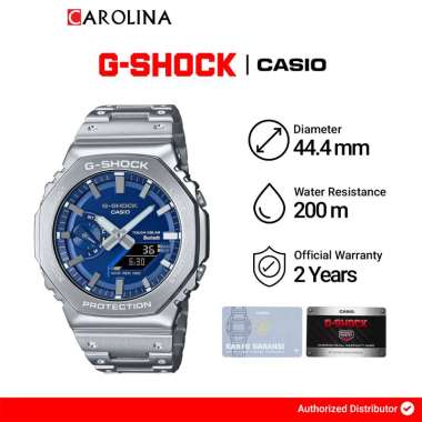 Jam Tangan Pria CASIO G SHOCK GM-B2100AD-2A Solar Full Metal Blue Analog Digital Dial Stainless Stee