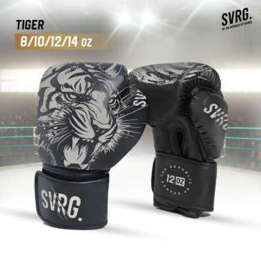 Svarga Boxing Gloves - Sarung Tinju Muay Thai - MMA - Kickboxing 12 oz Black Tiger