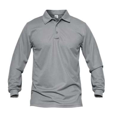 Jemssky - Kaos Polo Shirt Polo Kerah Polos Lengan Panjang Polo Pria Abu Misty M