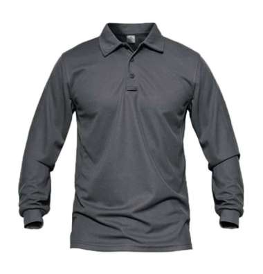 Jemssky - Kaos Polo Shirt Polo Kerah Polos Lengan Panjang Polo Pria Abu Tua XL