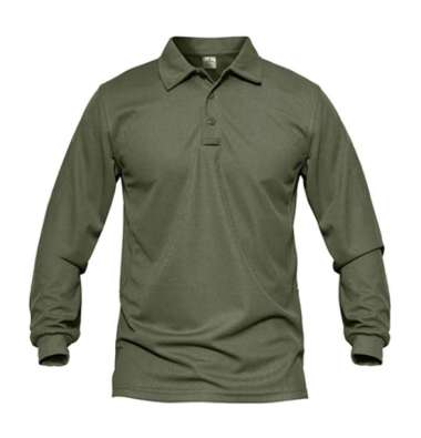 Jemssky - Kaos Polo Shirt Polo Kerah Polos Lengan Panjang Polo Pria Army L