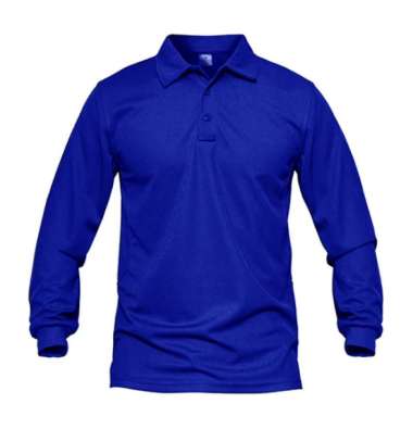 Jemssky - Kaos Polo Shirt Polo Kerah Polos Lengan Panjang Polo Pria Biru M
