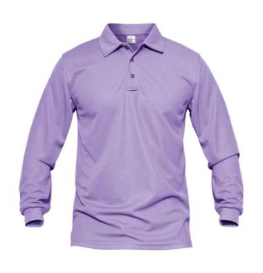 Jemssky - Kaos Polo Shirt Polo Kerah Polos Lengan Panjang Polo Pria Lilac M