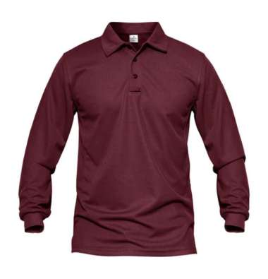 Jemssky - Kaos Polo Shirt Polo Kerah Polos Lengan Panjang Polo Pria Marun XL