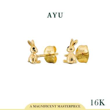 AYU Anting Emas - Gold Bunny Studs 16k Yellow Gold