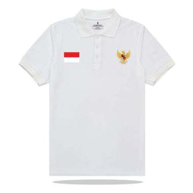 Jemssky - Polo Shirt Print Garuda Merah Putih Terkeren Baju Kerah Brand Quality Putih S
