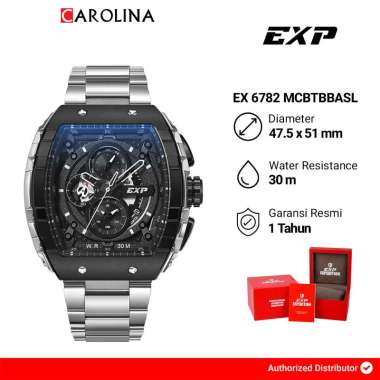 Jam Tangan Pria Expedition EXP Chronograph EX 6782 MCBTBBASL Black Dial Stainless Steel Strap [ JAKA