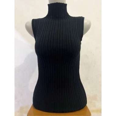 Tanktop TurtleNeck Lidya Knit Rajut Atasan Wanita Korean Cream Muda