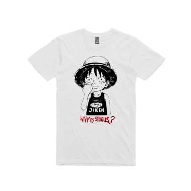 Kaos Brand D.r Luffy × Joker. , Pria & Wanita Bahan Cotton Combed 24'S Tebal Adem Putih XXL