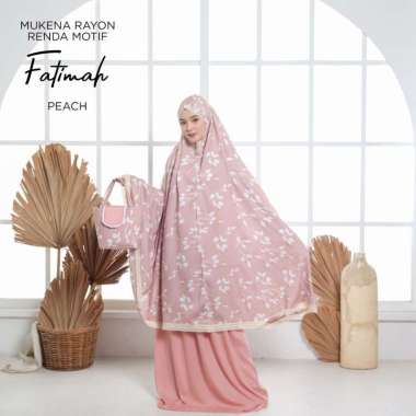 MUKENA BALI TASIK- MUKENA RENDA RAYON DEWASA MOTIF FATIMAH PEACH