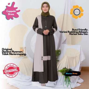 ENDOMODA Dress Wanita Gamis Dewasa Muslimah En.Cappela XL Army