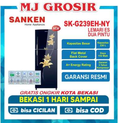 KULKAS SANKEN SK-G 239 EHNY LEMARI ES 2 PINTU SK-G239EH-NY 230 Liter
