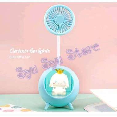 2 in 1 Desk Fan Lamp Kipas Lampu Tidur Meja Usb Kuromi Pochacco Cinnamoroll Cinnamoroll