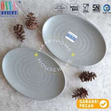 ONYX Piring Oval Melamin 10" Cosmic Granite Piring Oval Premium Onyx 27cm Grey