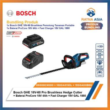 Bosch GHE 18V-60 Brushless Pemotong Tanaman + Baterai ProCore 18V 4Ah + Fast Charger 18V GAL 1880 06