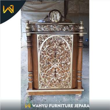 Mimbar Masjid Podium Ukiran Kayu Jati