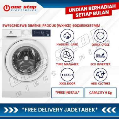 [Trade-in] - [GARANSI RESMI] ELECTROLUX EWF9024D3WB / EWF 9024 D3WB Mesin Cuci Front Loading 9Kg