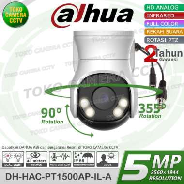 CAMERA CCTV DAHUA 5MP PTZ HAC-PT1500AP-IL-A KAMERA CCTV AUDIO BERWARNA