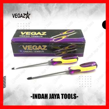 VEGAZ Obeng TEMBUS Gagang Plastik 6 Inch PLUS MIN (+) (-) Ketok Gedor Screwdriver MIN