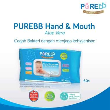 Purebb Hand & Mouth Baby Wipes 60's Food Grade - Tisu Basah Bayi | Aman Untuk Mulut Dan Tangan Bayi