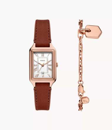 Fossil Analog Raquel Brown Leather Jam Wanita 23MMX38MM ES5377SET