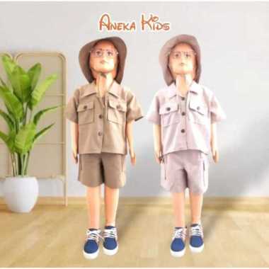 Baju Set Safari Anak M Mocca