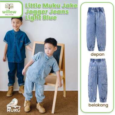 Celana Anak - Little Muku Jake Jogger Jeans 3-4Y Light Blue