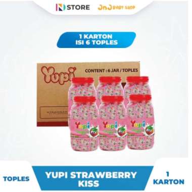 PERMEN YUPI STRAWBERRY KISS JAR 1 KARTON ISI 6 TOPLES