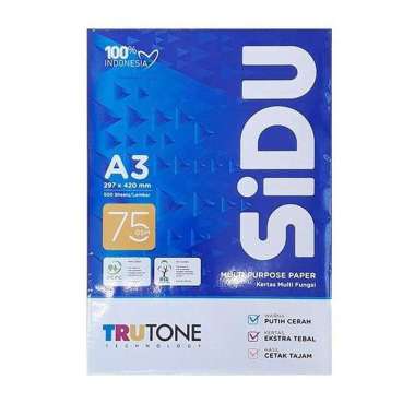 KERTAS HVS | PRINT | FOTOCOPY SIDU A3 75 GRAM (1 RIM) MURAH