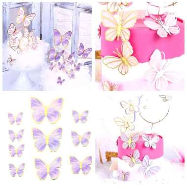 dhio-STIKER KUPU KUPU DEKORASI BUKET KUPU KUPU BUKET HIASAN KUE ULANG TAHUN CAKE TOPPER BUTTERFLY