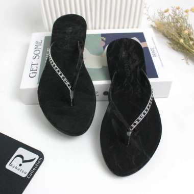 Sandal Wanita Dewasa Sandai Flat Wanita dewasa Sandal Jepit Wanita Terbaru Kekinian 36 Hitam