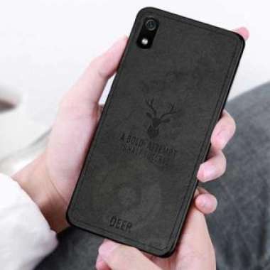 Case Deer Leather For Xiaomi RedMi 7A Case Casing Cover Soft Case Deer Hitam