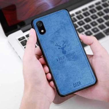 Case Deer Leather For Xiaomi RedMi 7A Case Casing Cover Soft Case Deer Biru