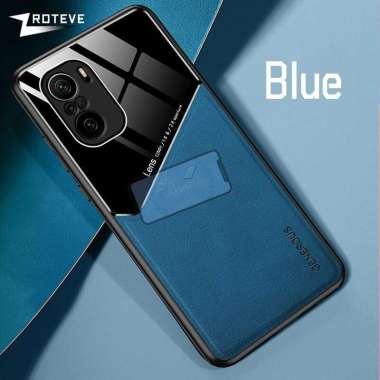 Xiaomi Poco F3 Case Leather Plexiglass Original Hard Case Magnetic Poco F3 Case Biru