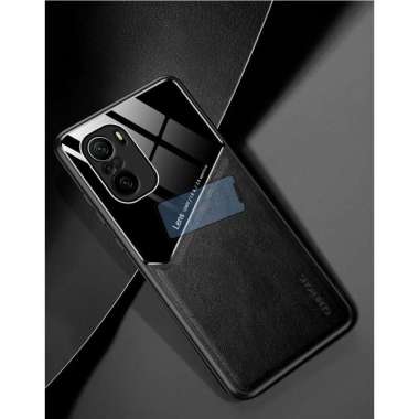 Xiaomi Poco F3 Case Leather Plexiglass Original Hard Case Magnetic Poco F3 Case Hitam
